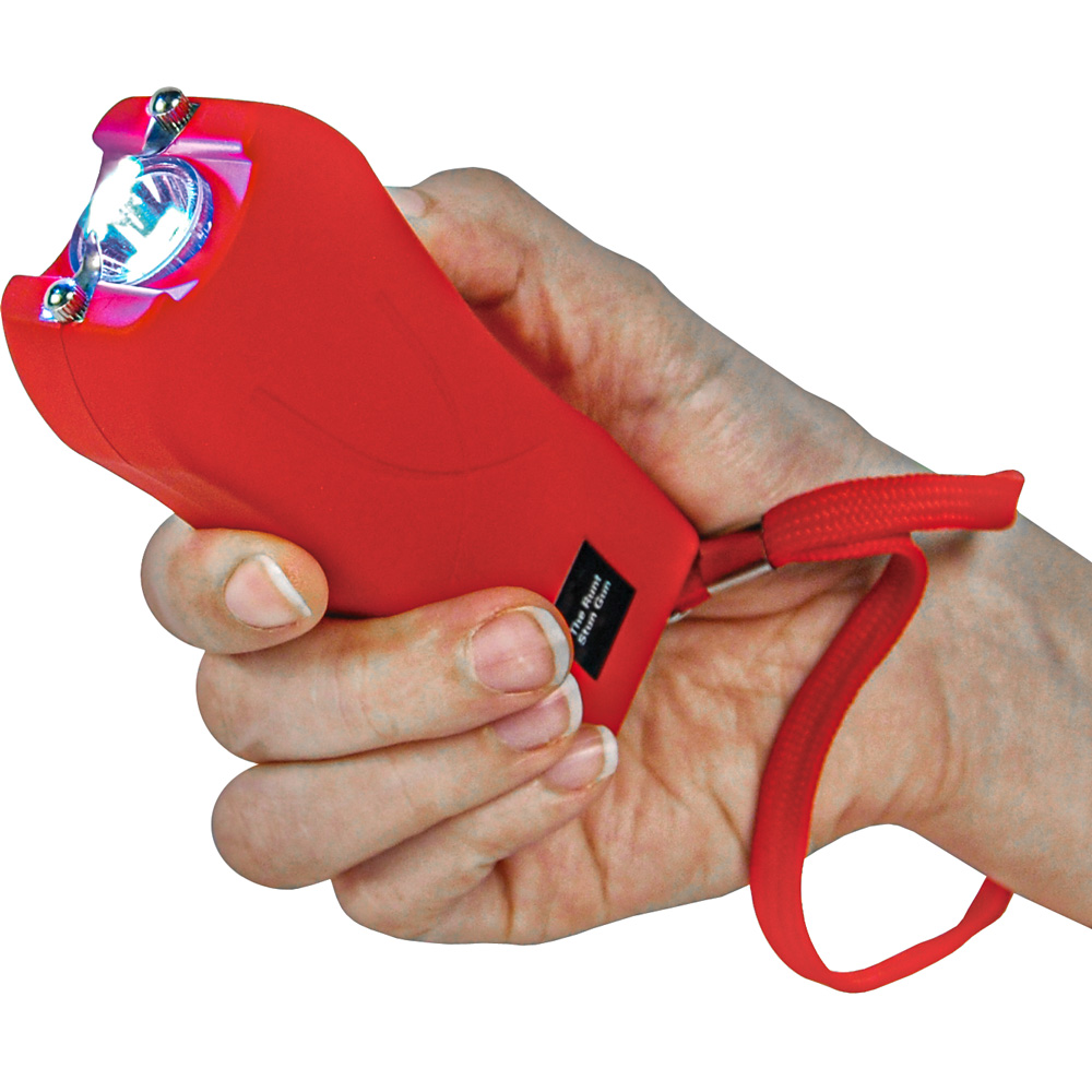 Rechargeable Runt 80,000,000 volt stun gun with flashlight and wrist strap disable pin Red view 3